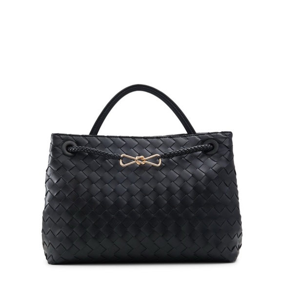 Handbags - NWT Black Woven Bag inspired by Bottega Veneta